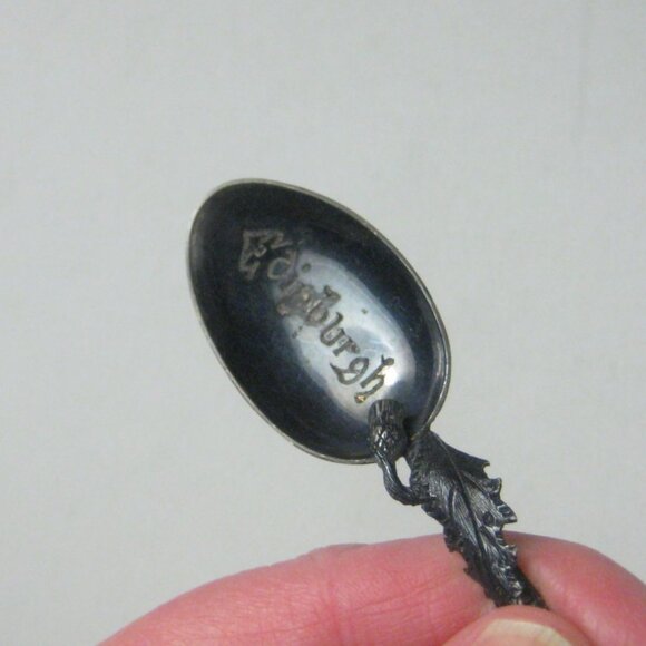 Edinburgh Souvenir Spoon Silver Antique Thistle Signed - Picture 4 of 11